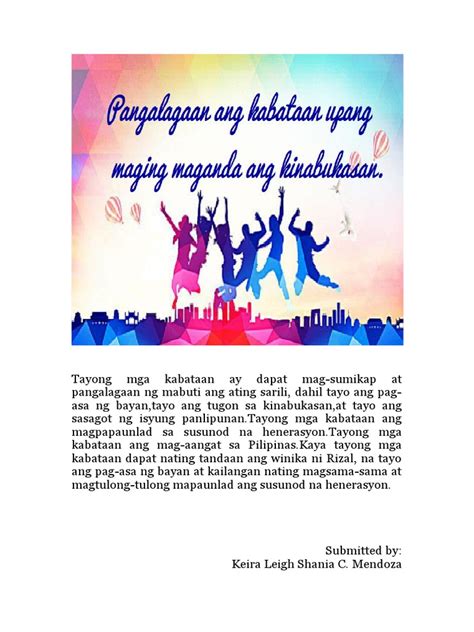 slogan kabataan|slogan para sa kabataan .